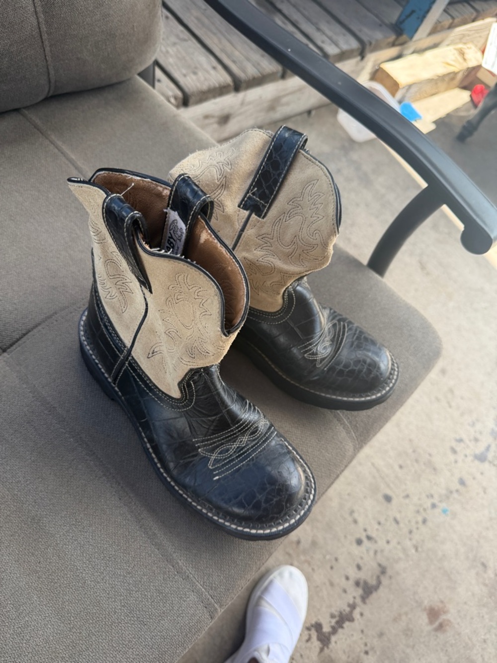 Ariat Black and Tan Western Ankle Booties